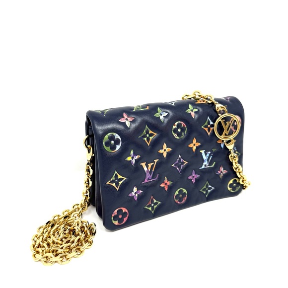 Louis Vuitton LV Garden Pochette Coussin Embossed Multicolor Monogram Navy - Picture 2 of 16